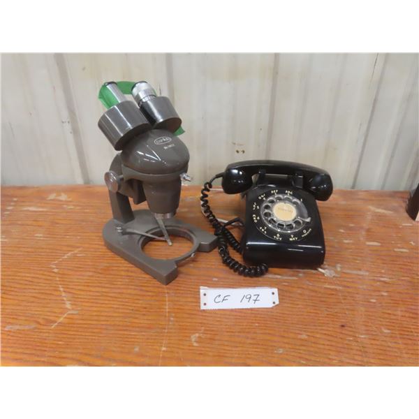 Rotary Desk Telephone and Carl Zeiss Microscope, No. 19477