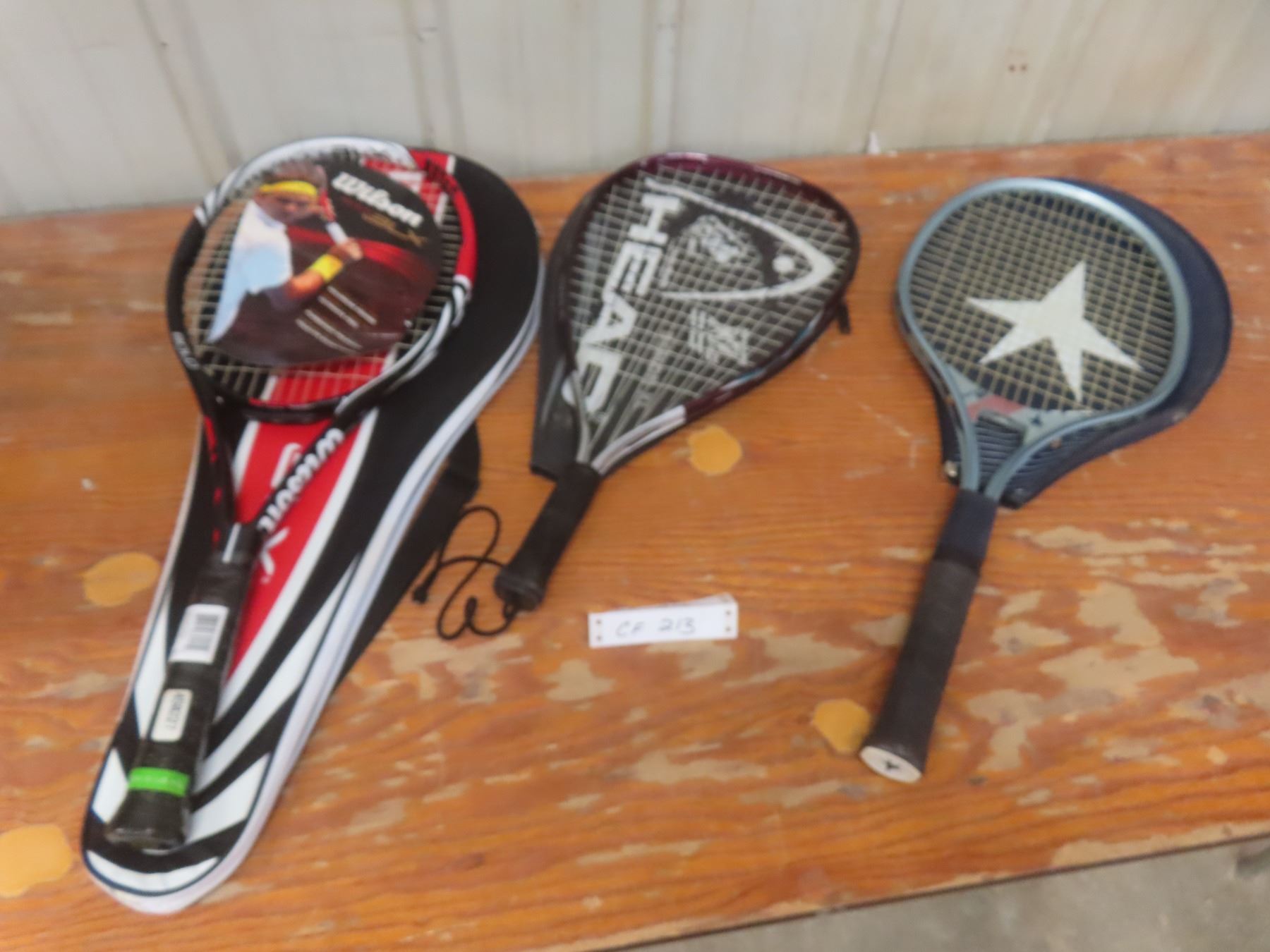 1 Star Rackets Three Tennis Rackets: Wilson, Head, and Blue Star, With Cases