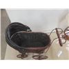 Image 7 : Wood Wagon Wheel Style Table Lamp, 26" High, and Replica Victorian-Style Wicker and Wood Doll