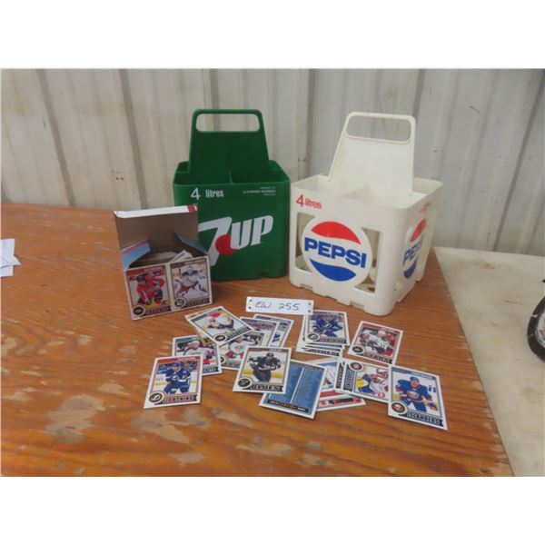 Two Plastic Four-Pack Carriers and O-Pee-Chee Hockey Cards