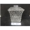 Image 1 : Heavy Duty Lead Crystal Clear Signatures Co Lidded Biscuit Barrel Or Cookie Jar Etched Floral