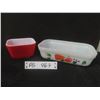Image 1 : Fire-King 'Gay Fad' And Pyrex Red Refrigerator Dish Plus Four Seafood Cocktail Dish Servers