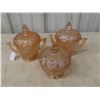 Image 6 : Carnival and Depression Glass Including Creamer, Sugar Bowls, and Serving Plates