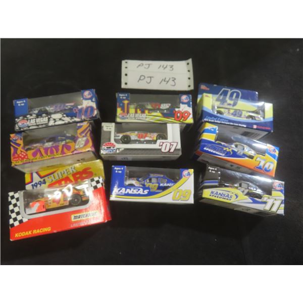 Nine NASCAR Die-Cast Cars, 1/64 Scale
