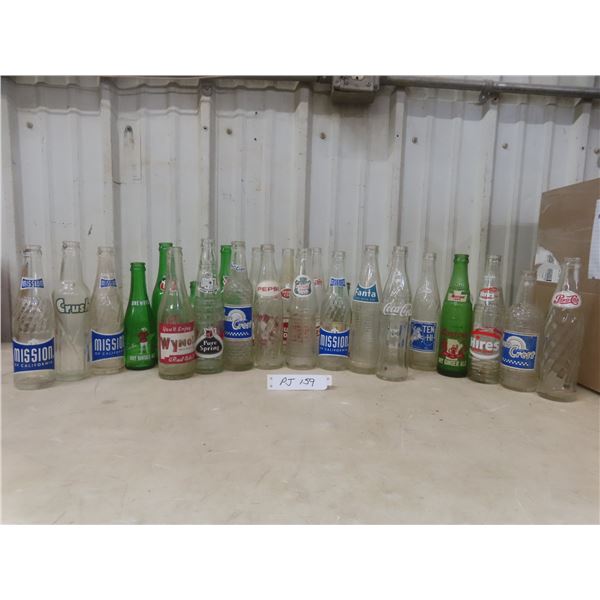 Twenty-Six Soda Bottles Including Mission, Wynola, Crest, Drewrys, Tan-Hi, and More