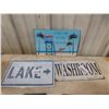 Image 3 : Five Carnation Tin Trays, Six Metal Signs, Stauffer Seeds Thermometer, Dominion of Canada