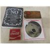 Image 5 : Five Carnation Tin Trays, Six Metal Signs, Stauffer Seeds Thermometer, Dominion of Canada