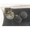 Image 5 : Vintage Aluminum Salt and Pepper Shakers, Federal Mixing Bowl, Brass Pitcher, Glass Rolling