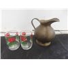 Image 7 : Vintage Aluminum Salt and Pepper Shakers, Federal Mixing Bowl, Brass Pitcher, Glass Rolling