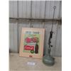 Image 1 : Coca-Cola Hardboard Sign, 19 1/2" x 15 1/2", Kerosene Table Lamp, and Two Express Delivery Side