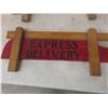 Image 8 : Coca-Cola Hardboard Sign, 19 1/2" x 15 1/2", Kerosene Table Lamp, and Two Express Delivery Side