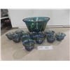 Image 1 : Carnival Glass Thirteen-Piece Punch Bowl Set