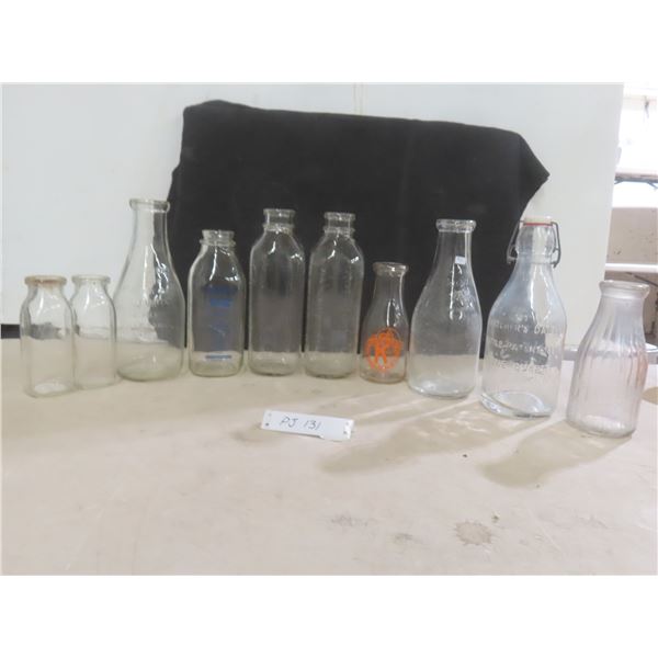 Milk and Creamer Bottles Including Stoney Brook, Modern Dairies, Thatchers City Dairy