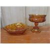 Image 6 : Carnival Glass Group Including Blue Fruit Bowl, Serving Platter, and Candy Bowl (Seven Pieces)