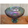 Image 9 : Carnival Glass Group Including Blue Fruit Bowl, Serving Platter, and Candy Bowl (Seven Pieces)