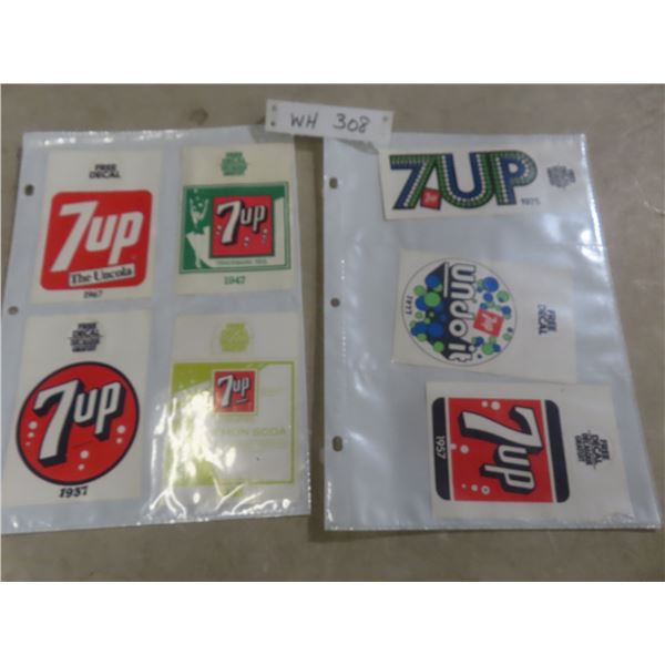 Seven Original 1970s Uncola Campaign Stickers and Decals