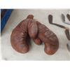 Image 2 : Set of Antique Wood Shaft Golf Clubs With Bag and Boxing Gloves