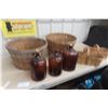 Image 1 : Bushel Baskets and Fruit Basket, Plus Javex and Glass Beverage Jugs