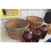 Image 2 : Bushel Baskets and Fruit Basket, Plus Javex and Glass Beverage Jugs