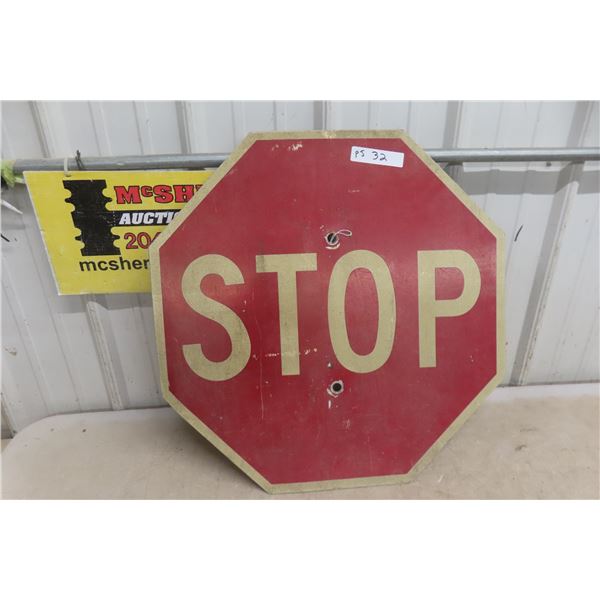 Metal Stop Traffic Sign, Approximately 24" Across