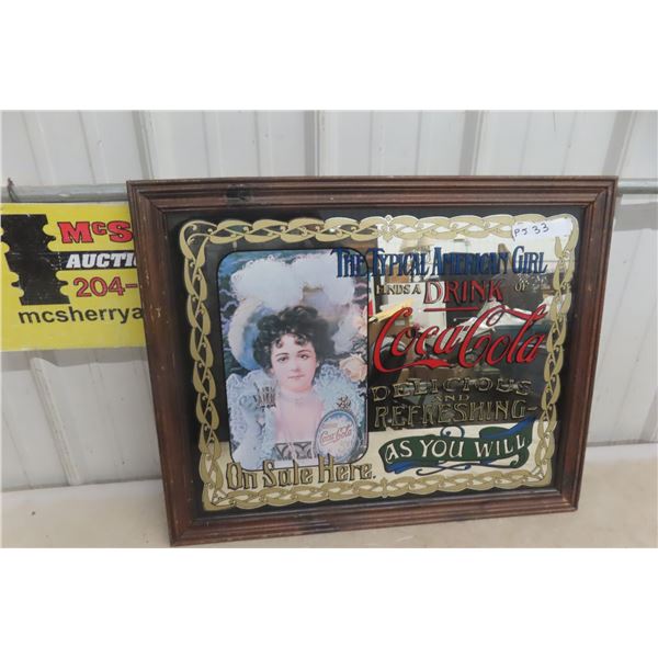 Framed Mirrored Coca-Cola Advertisement, Approximately 26 1/2" x 21 1/2"