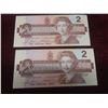 Image 5 : Lot of Six Sequential 1986 Canadian Two Dollar Bills