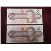 Image 7 : Lot of Six Sequential 1986 Canadian Two Dollar Bills