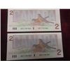 Image 8 : Lot of Six Sequential 1986 Canadian Two Dollar Bills