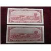 Image 3 : Lot of Five 1954 Canadian Two Dollar Bills