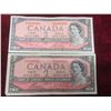 Image 4 : Lot of Five 1954 Canadian Two Dollar Bills