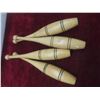 Image 3 : Set of Antique Matching Wooden Circus Juggling Pins and Indian Clubs w/Wooden Dumbbells