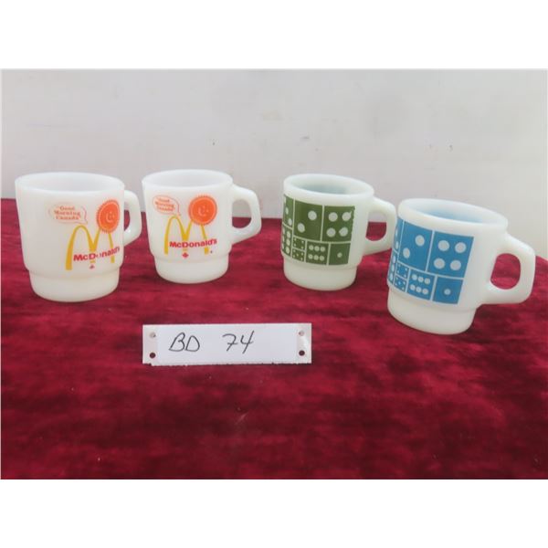 Vintage Anchor Hocking Fire-King Mug Lot Including McDonald's and Domino's Mugs