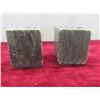 Image 3 : Vintage First Nations Scratch-Carved Candle Holders by Dimu w/ Soapstone Desk Display