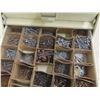 Image 3 : Vintage Metal Hardware Organizer Cabinet With Multiple Drawers and Assorted Contents