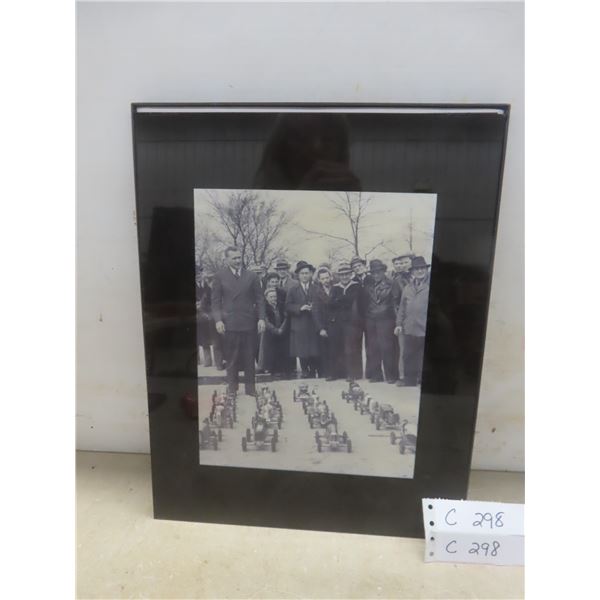 Framed Black and White Soap Box Derby Picture