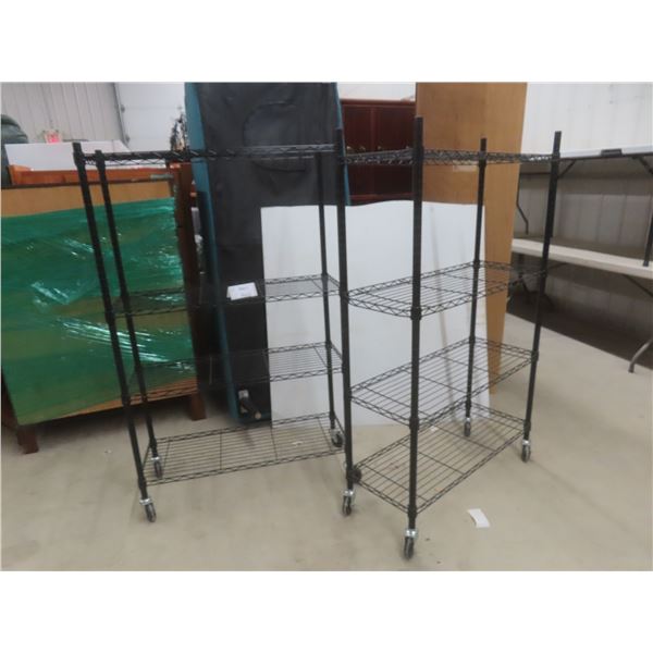 Two Rollable Four-Tier Shelving Units