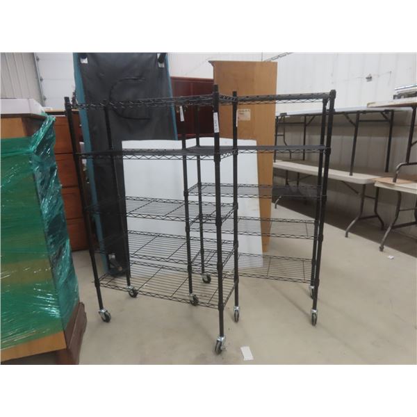 Two Rollable Four-Tier Shelving Units