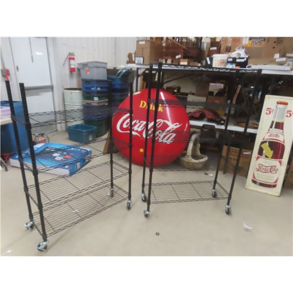 Two Rollable Shelving Units With 5 and 4 Tiers