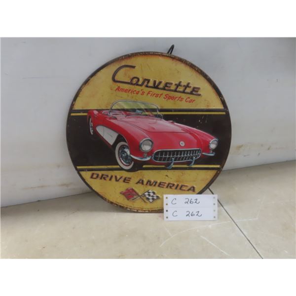 Modern Metal Corvette Sign, 12" Diameter