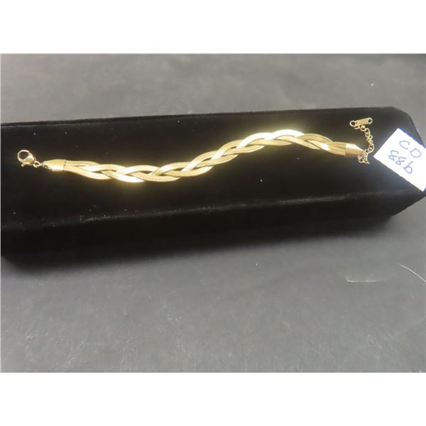 New 18K Gold Plated Twisted Serpentine Bracelet, Adjustable 6.5"–8"