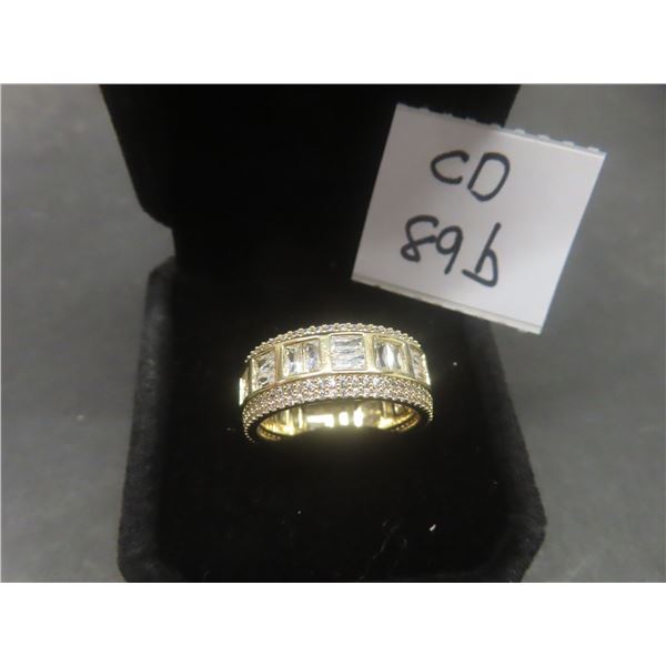 New 14K Gold Plated Simulated Diamond Mens Ring, Size 9.5