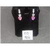 Image 1 : New 18K Gold Plated Each Heart-Cut Pink Simulated Diamond Dangle Earrings