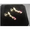 Image 2 : New 18K Gold Plated Each Heart-Cut Pink Simulated Diamond Dangle Earrings