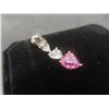 Image 4 : New 18K Gold Plated Each Heart-Cut Pink Simulated Diamond Dangle Earrings