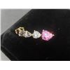 Image 5 : New 18K Gold Plated Each Heart-Cut Pink Simulated Diamond Dangle Earrings