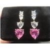 Image 6 : New 18K Gold Plated Each Heart-Cut Pink Simulated Diamond Dangle Earrings