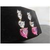 Image 7 : New 18K Gold Plated Each Heart-Cut Pink Simulated Diamond Dangle Earrings