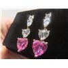 Image 8 : New 18K Gold Plated Each Heart-Cut Pink Simulated Diamond Dangle Earrings