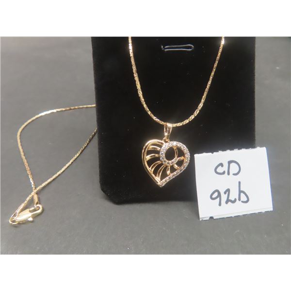 New 18K Gold Plated Swirl Heart Necklace, 19" Chain