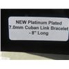 Image 5 : New Platinum Plated Cuban Link Bracelet, 8" Long